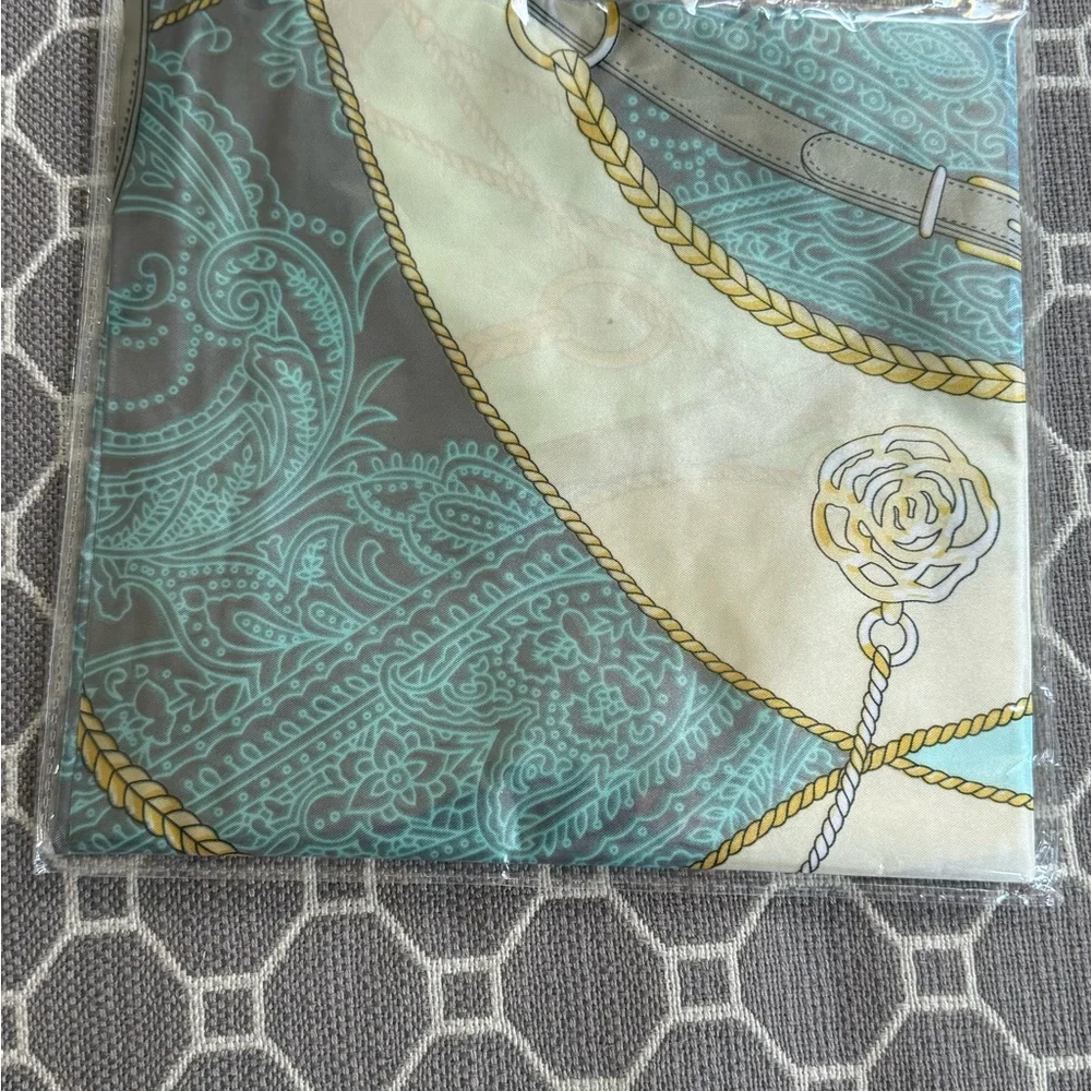 Silk Scarf with Nautical Design New in Package - Picture 3 of 3